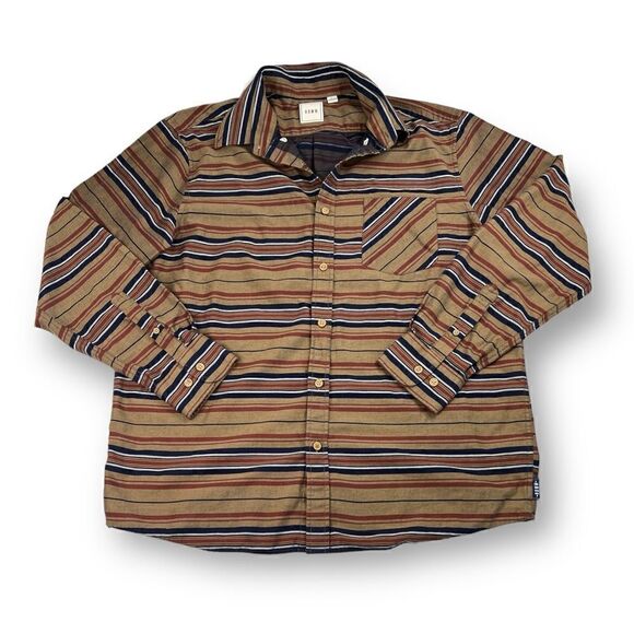 Rowm Striped Button Front Shirt Size Large - Picture 1 of 5